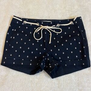 Nautica Navy High Waist Women's Shorts with Sailboat Print